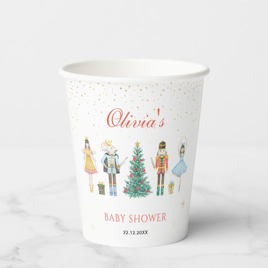 Gobelets En Papier Baby shower de Noël Nutcracker (Verso)