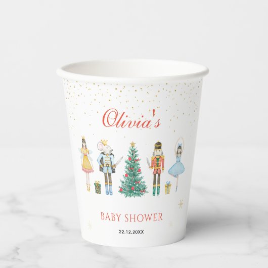 Gobelets En Papier Baby shower de Noël Nutcracker (Recto)