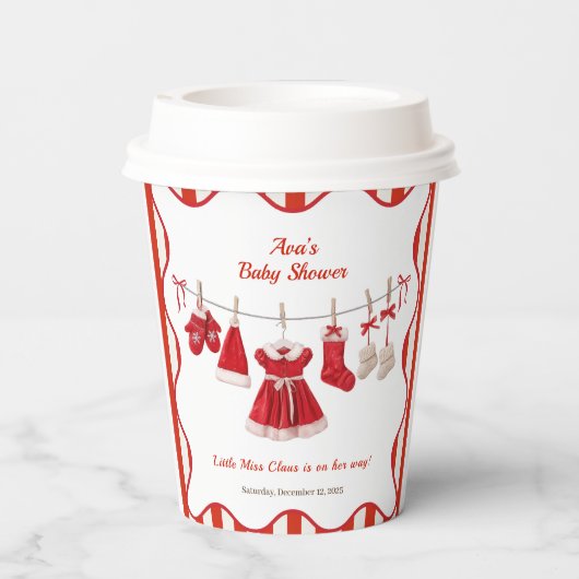 Gobelets En Papier Baby shower de Noël | Père Noël Vêtements rouge et (Verso)