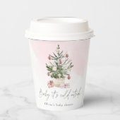 Gobelets En Papier Baby shower de Noël rose hiver (Recto)