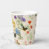 Gobelets En Papier Baby shower de papillons Fleur sauvage aquarelle (Recto)