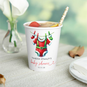 Gobelets En Papier Baby shower de Père Noël Red Holly