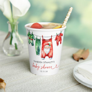 Gobelets En Papier Baby shower de Père Noël Red Holly