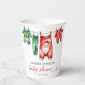 Gobelets En Papier Baby shower de Père Noël Red Holly (Verso)