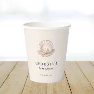 Gobelets En Papier Baby shower de plage de Little Pearl Seashell Coas
