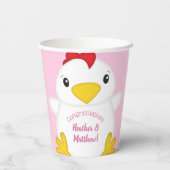 Gobelets En Papier Baby shower de poulet rose (Verso)