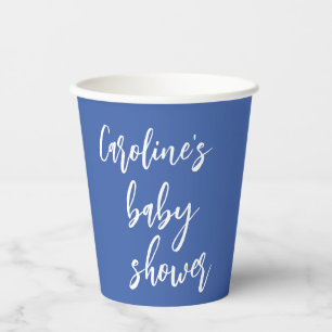 Gobelets En Papier Baby shower de script moderne Custom French Blue
