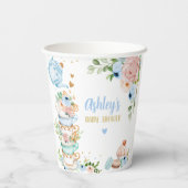Gobelets En Papier Baby shower de thé Fleur bleue Fille bébé est en t (Verso)
