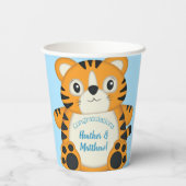 Gobelets En Papier Baby shower de tigre bleu (Verso)