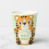 Gobelets En Papier Baby shower de tigre vert (Verso)