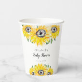 Gobelets En Papier Baby shower de tournesol Floral rustique (Verso)