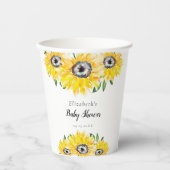 Gobelets En Papier Baby shower de tournesol Floral rustique (Recto)
