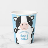 Gobelets En Papier Baby shower de vache bleu (Verso)