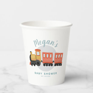 Gobelets En Papier Baby shower de voyage en train moderne et joli Boy