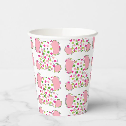 Gobelets En Papier Baby shower d'éléphant rose (Gauche)