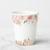 Gobelets En Papier Baby shower d'éléphant rose vif (Verso)