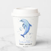 Gobelets En Papier Baby shower des dauphins océaniques aquarelles (Verso)