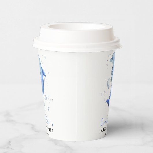 Gobelets En Papier Baby shower des dauphins océaniques aquarelles (Droite)