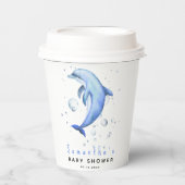Gobelets En Papier Baby shower des dauphins océaniques aquarelles (Recto)
