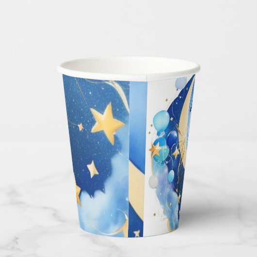 Gobelets En Papier Baby shower des étoiles et de la lune (Droite)