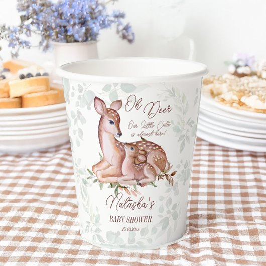 Gobelets En Papier Baby shower des forêts de cerfs