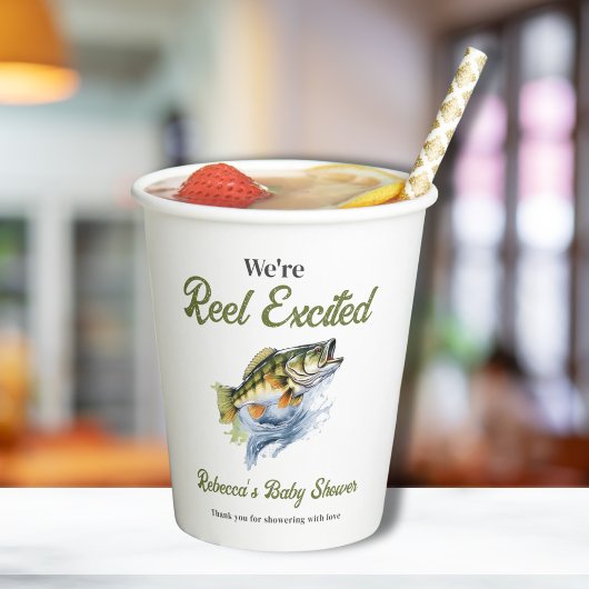 Gobelets En Papier Baby shower des pêcheurs de gros poissons de Reel