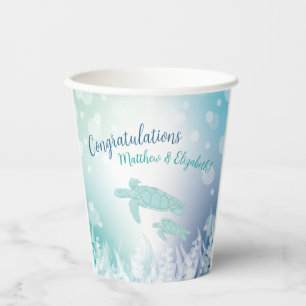 Gobelets En Papier Baby shower des tortues de mer sous la mer