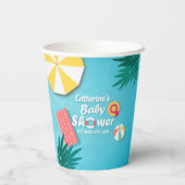 Gobelets En Papier Baby shower d'été de la Piscine tropicale (Verso)