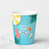Gobelets En Papier Baby shower d'été de la Piscine tropicale (Recto)