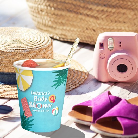 Gobelets En Papier Baby shower d'été de la Piscine tropicale