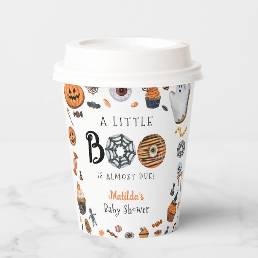 Gobelets En Papier Baby shower d'Halloween de Little Boo (Recto)
