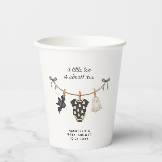Gobelets En Papier Baby shower d'Halloween Little Boo (Recto)