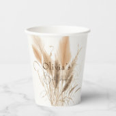 Gobelets En Papier Baby shower d'herbe Pampas (Recto)