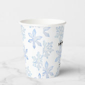Gobelets En Papier Baby shower d'hiver bleu Little Snowflake (Droite)