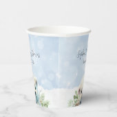 Gobelets En Papier Baby shower d'hiver bleu Ours polaire (Droite)