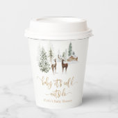 Gobelets En Papier Baby shower d'hiver des cerfs de forêt (Recto)