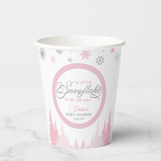 Gobelets En Papier Baby shower d'hiver Little Snowflake (Recto)