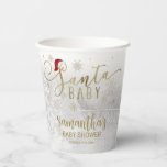 Gobelets En Papier Baby shower d'hiver père Noël Baby Christmas<br><div class="desc">Calligraphie adorable avec flocons de neige,  coupe en papier baby shower sur le thème de l'hiver. Facile à personnaliser avec vos détails. Vérifiez la collection pour rechercher les éléments correspondants comme cartes de boîtier.</div>