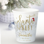 Gobelets En Papier Baby shower d'hiver père Noël Baby Christmas<br><div class="desc">Calligraphie adorable avec des flocons de neige,  invitation à la douche pour bébé sur le thème de l'hiver. Facile à personnaliser avec vos détails. Vérifiez la collection pour rechercher les éléments correspondants comme cartes de boîtier.</div>