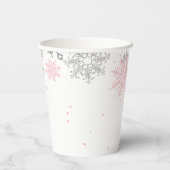 Gobelets En Papier Baby shower d'hiver Pink Silver Flèches (Verso)