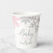 Gobelets En Papier Baby shower d'hiver Pink Silver Flèches (Recto)