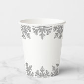 Gobelets En Papier Baby shower d'hiver Silver Snowflake (Verso)