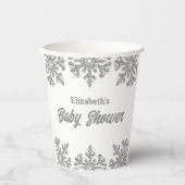 Gobelets En Papier Baby shower d'hiver Silver Snowflake (Recto)