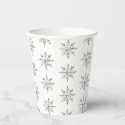 Gobelets En Papier Baby shower d'hiver Snowflake (Recto)