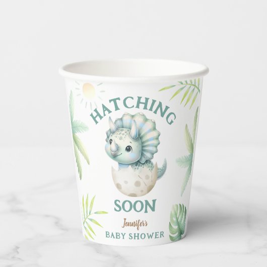 Gobelets En Papier Baby shower Dino Triceratops Boy Dinosaur (Verso)