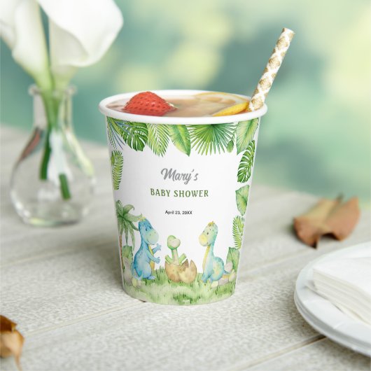 Gobelets En Papier Baby Shower Dinosaure  (Insitu)