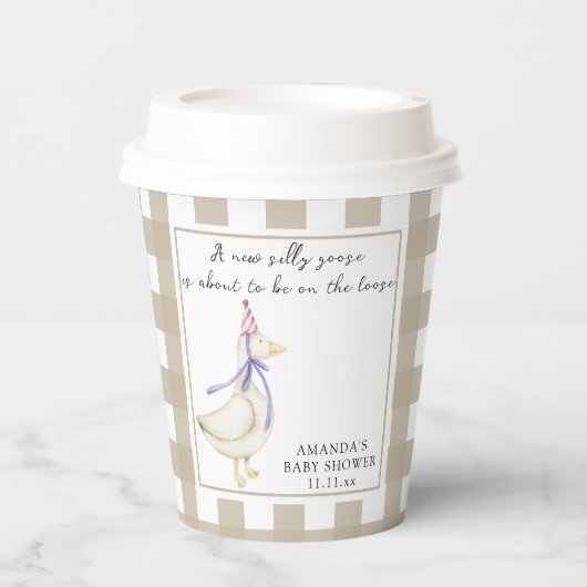 Gobelets En Papier Baby shower d'oie (Recto)