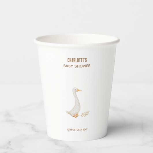 Gobelets En Papier Baby shower d'oie (Verso)