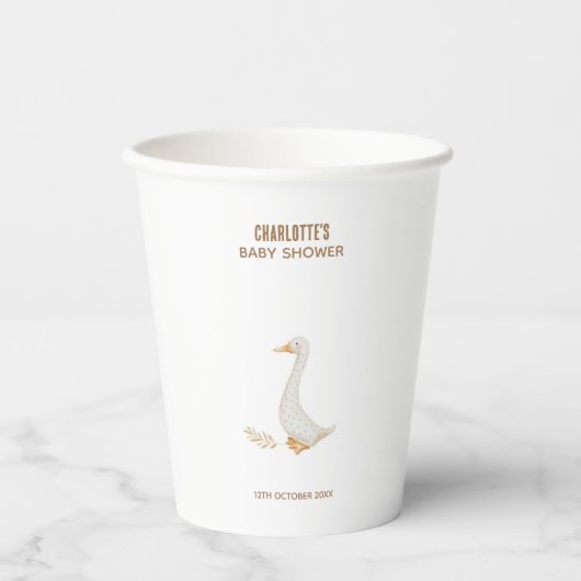 Gobelets En Papier Baby shower d'oie (Recto)
