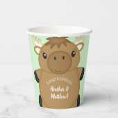 Gobelets En Papier Baby shower d'orignal vert (Verso)